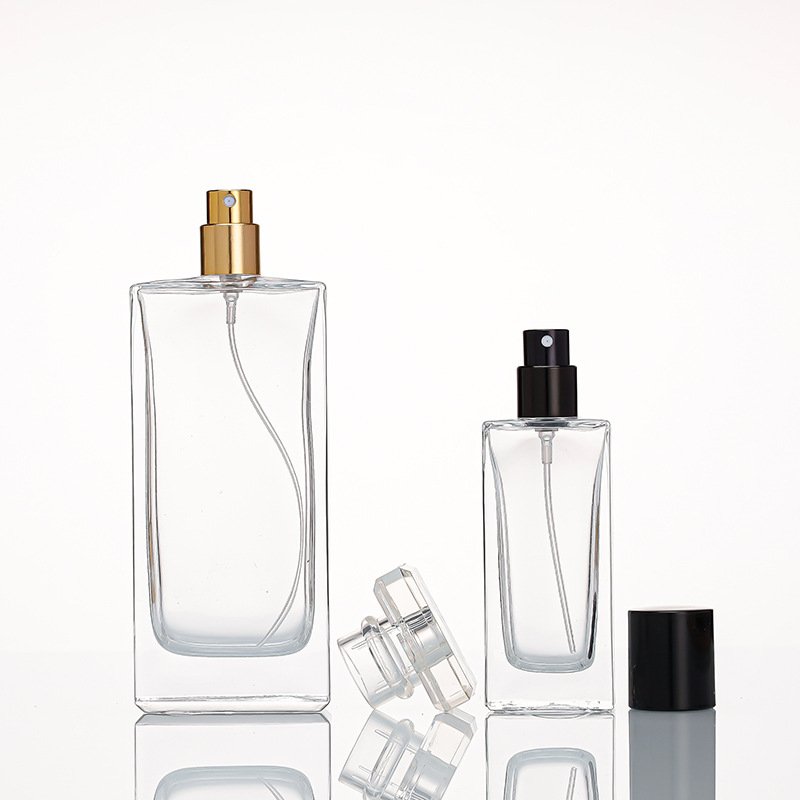 15ml 30ml 60ml clear frosted flat square empty glass bottle new design perfumes bottle with packaging