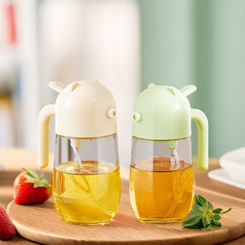 Kitchen Tool Multifunction Fan-shaped Wide-angle Cooking Oil Glass Bottle Container Clear Airtight 2 In 1 Oil Bottle Dispenser