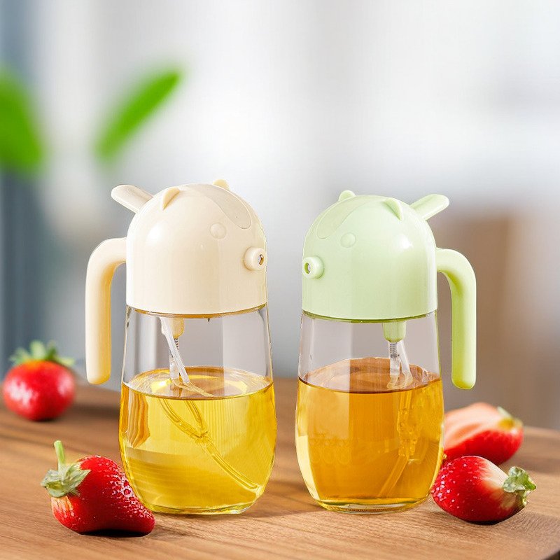 Kitchen Tool Multifunction Fan-shaped Wide-angle Cooking Oil Glass Bottle Container Clear Airtight 2 In 1 Oil Bottle Dispenser
