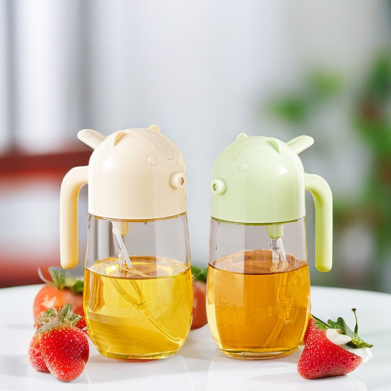 Kitchen Tool Multifunction Fan-shaped Wide-angle Cooking Oil Glass Bottle Container Clear Airtight 2 In 1 Oil Bottle Dispenser