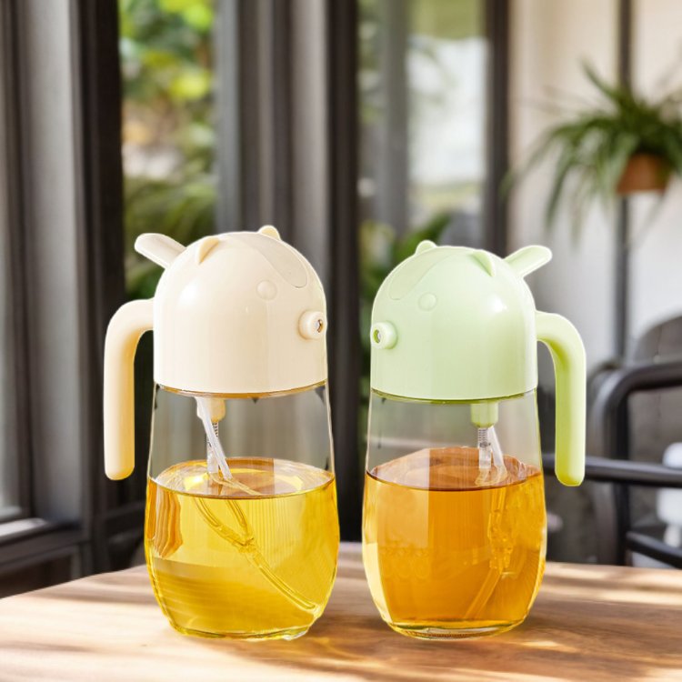 Kitchen Tool Multifunction Fan-shaped Wide-angle Cooking Oil Glass Bottle Container Clear Airtight 2 In 1 Oil Bottle Dispenser