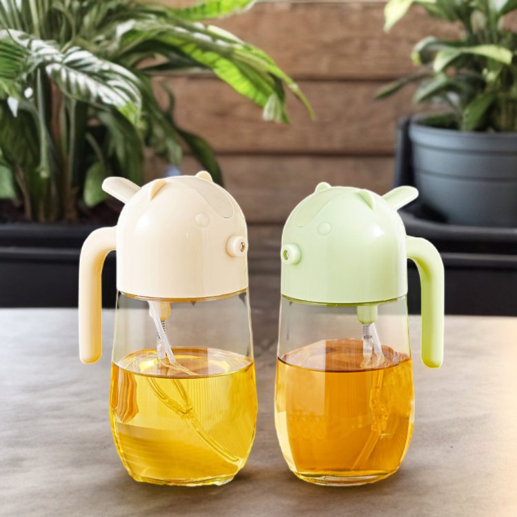 Kitchen Tool Multifunction Fan-shaped Wide-angle Cooking Oil Glass Bottle Container Clear Airtight 2 In 1 Oil Bottle Dispenser