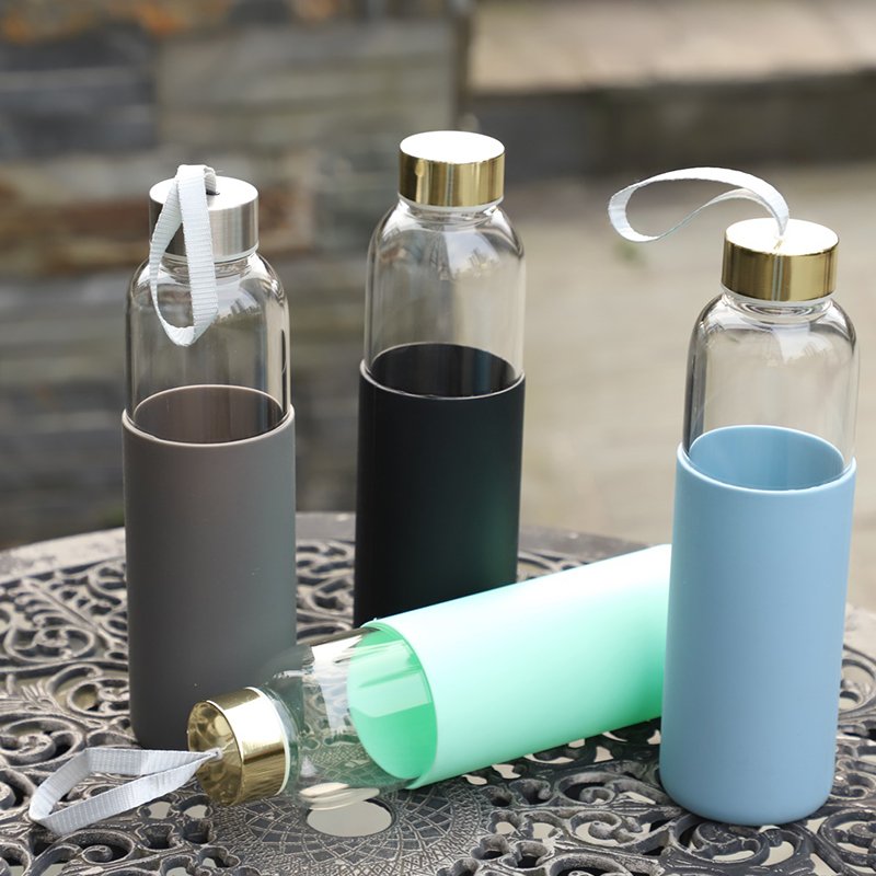 550ml glass bottle and logo custom sports glass water bottle