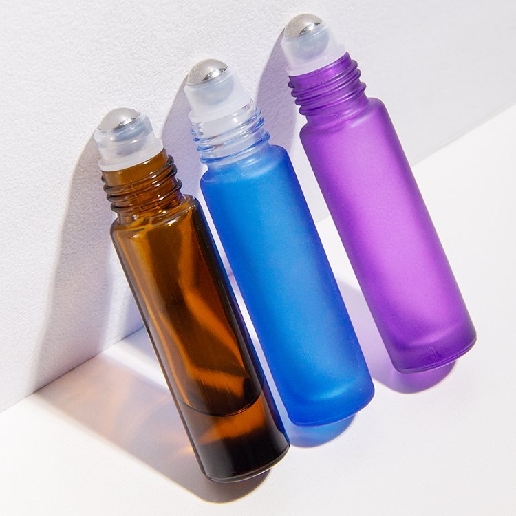 Frosted Matte Black 4ml 6ml 8ml 10ml Perfume Essential Oil Glass Roll On Bottle With Aluminum Cap