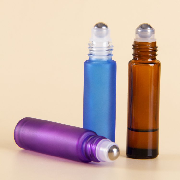 Frosted Matte Black 4ml 6ml 8ml 10ml Perfume Essential Oil Glass Roll On Bottle With Aluminum Cap