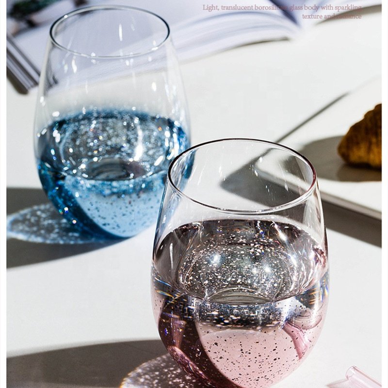 New Modern Tea Glass Cup Cute Big Belly Water Cup Customized Beautiful Color Starry Sky Glass Cup for Home gift