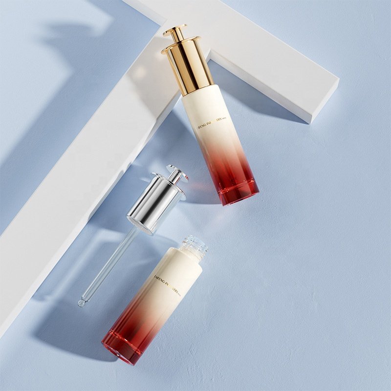 Luxury Jar Glass Bottle push dropper Serum Package For Skin Care luxury Glass essential oil 30ml glass dropper bottles