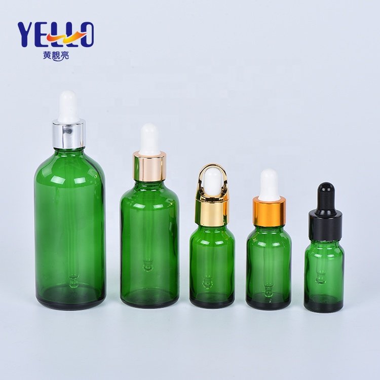 15Ml 20Ml 30ML 50Ml 100Ml 1oz Round Clear Amber Green Hair Essential Oil Serum Cosmetic Glass Bottle With Gold Dropper