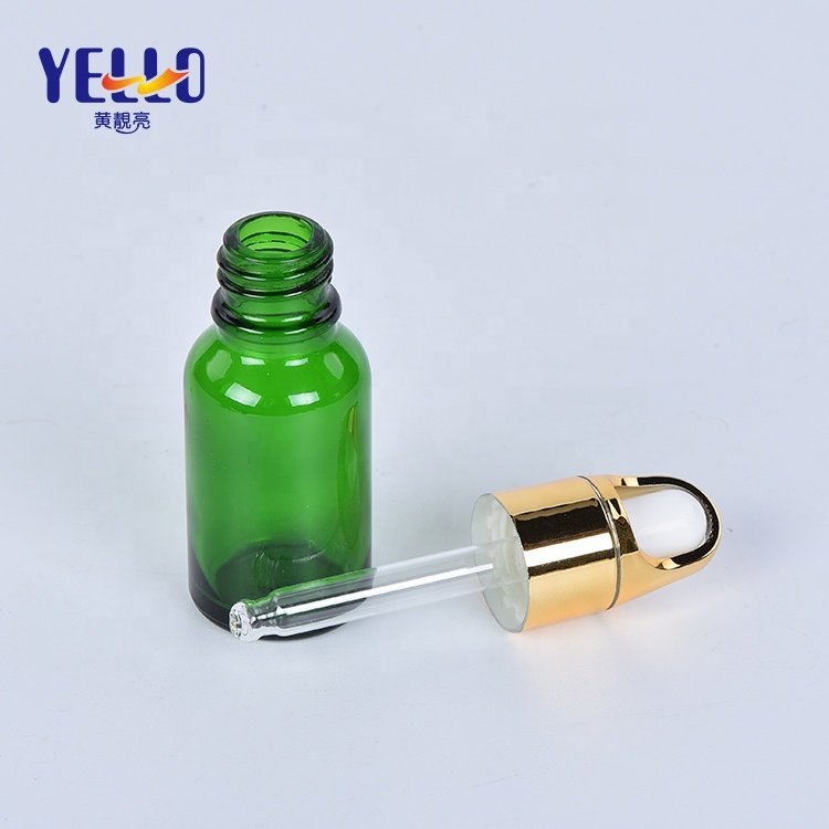 15Ml 20Ml 30ML 50Ml 100Ml 1oz Round Clear Amber Green Hair Essential Oil Serum Cosmetic Glass Bottle With Gold Dropper