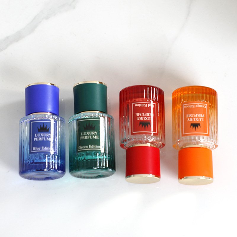 High quality 30ml 50 ml 100ml luxury Cylinder perfume glass bottle with round perfume cap