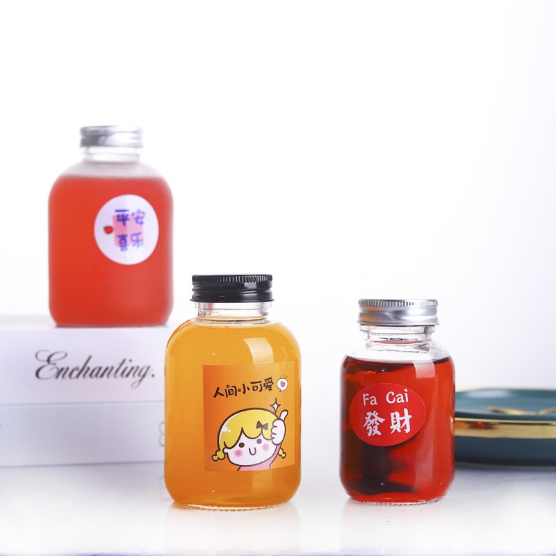 New products 150ML 250ML 350ML 500ml drink glass bottle juice beverage bottle with aluminum lid