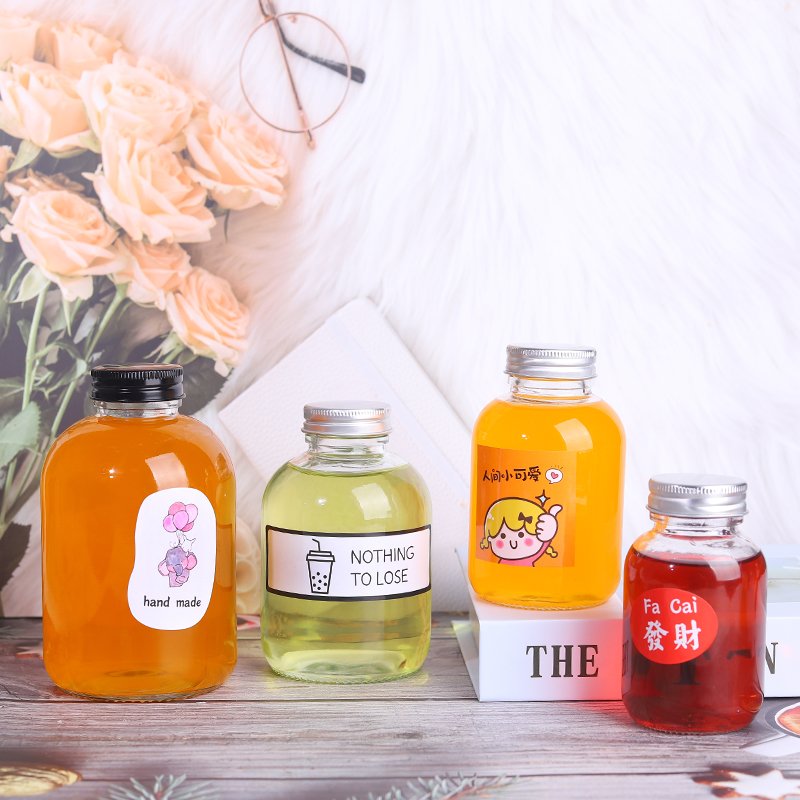 New products 150ML 250ML 350ML 500ml drink glass bottle juice beverage bottle with aluminum lid