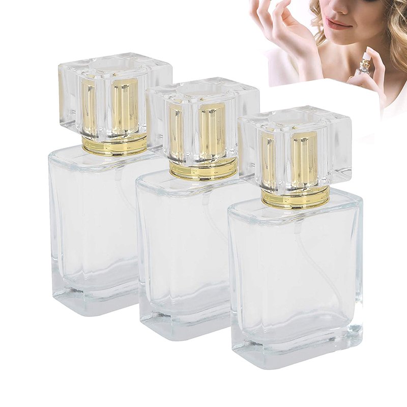 Luxury Square Atomizer Spray Recyclable Empty Perfume Glass Bottle 30ml 50ml 100ml Glass Perfume