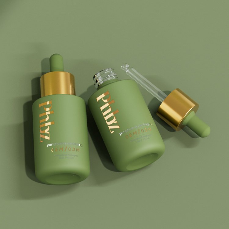 Luxury Dropper bottle 30ml Custom Skincare Packaging Body Oil glass bottle Matte glass Serum bottle With Push Button