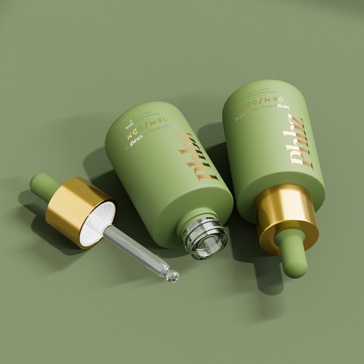 Luxury Dropper bottle 30ml Custom Skincare Packaging Body Oil glass bottle Matte glass Serum bottle With Push Button