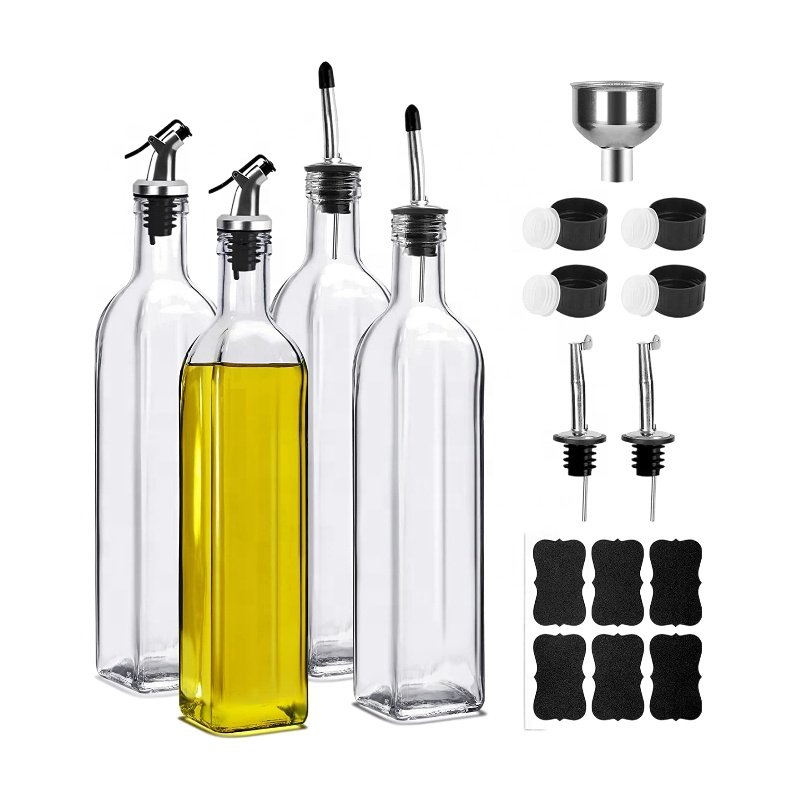 Manufacturer factory price 100ml 500ml 750ml 1000ml clear square olive oil glass bottles 250 ml glass olive oil bottle