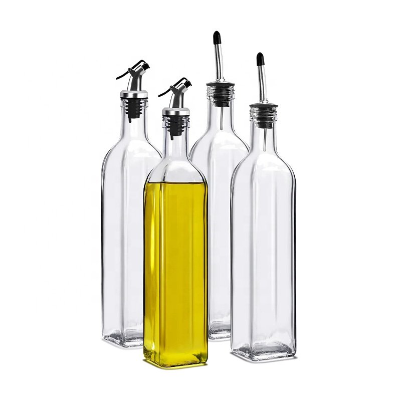Manufacturer factory price 100ml 500ml 750ml 1000ml clear square olive oil glass bottles 250 ml glass olive oil bottle