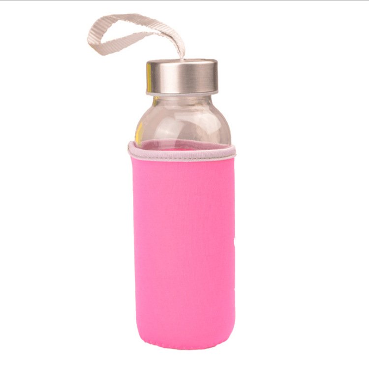 10oz 14oz 16oz Round Sport Water Bottle Fruit Juice Drink Water Glass Bottle with stainless steel lid