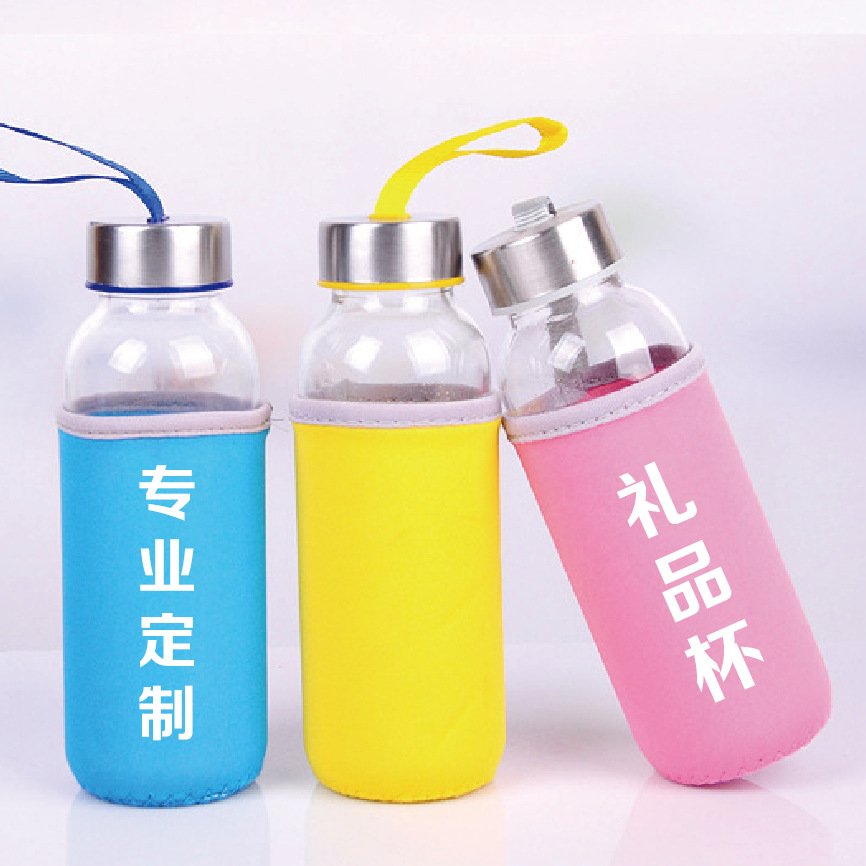 10oz 14oz 16oz Round Sport Water Bottle Fruit Juice Drink Water Glass Bottle with stainless steel lid