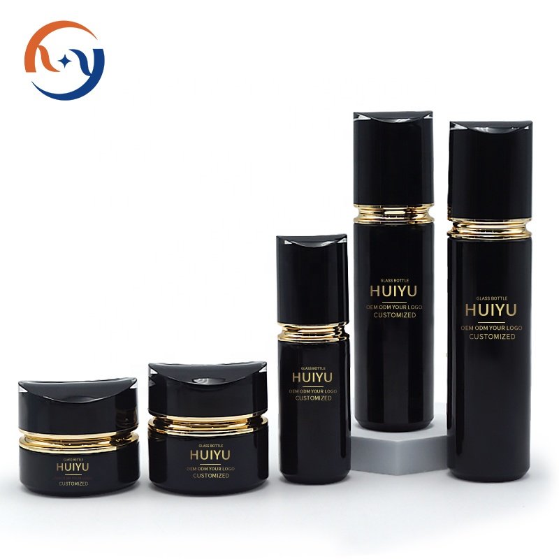 China Wholesale Frosted Black Spiral Cap Transparent Dropper Bottles Refined Oil Glass Bottles For Perfume Cosmetic Bottle