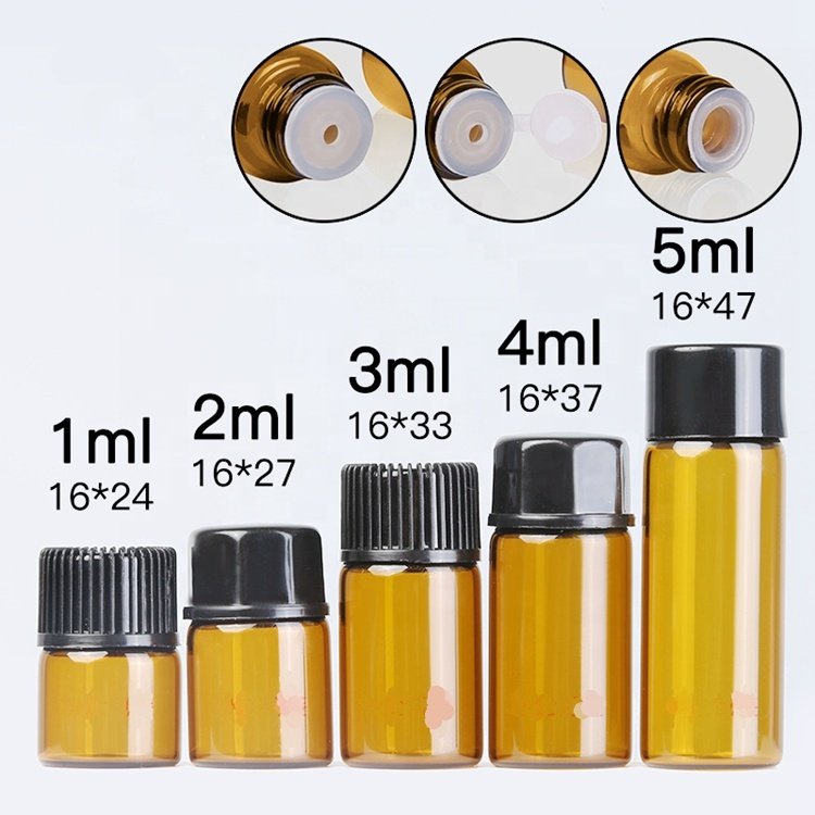Wholesale 1ml 2ml 3ml 4ml 5ml clear blue amber mini essential oil glass dropper bottle small glass bottle sample serum vials