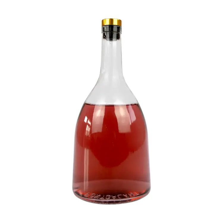 Hot selling wholesale round shape 375ml 500ml 750ml glass bottles frosted glass water bottle with cork