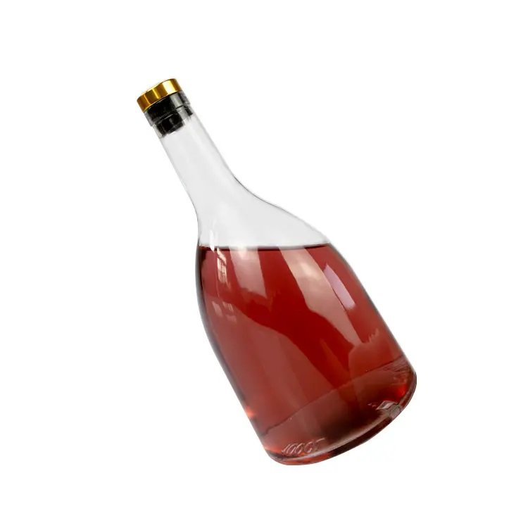 Hot selling wholesale round shape 375ml 500ml 750ml glass bottles frosted glass water bottle with cork