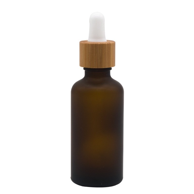 10ml 20ml 30ml 50ml 100ml 1oz Empty Essential Oil Glass Bottle 50ml Transparent Frosted Bamboo Cap Dropper Glass Bottle
