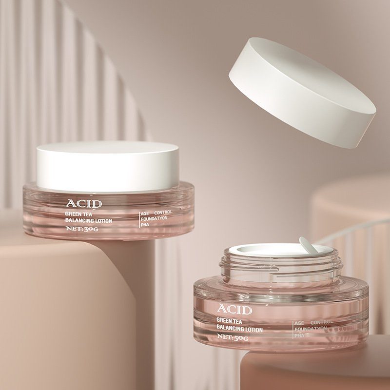 New Transparent Pink Bottle 50ml 30ml Lotion Glass Bottle Custom Color Press Pump 100ml Cylinder Empty Clear Skincare Packaging