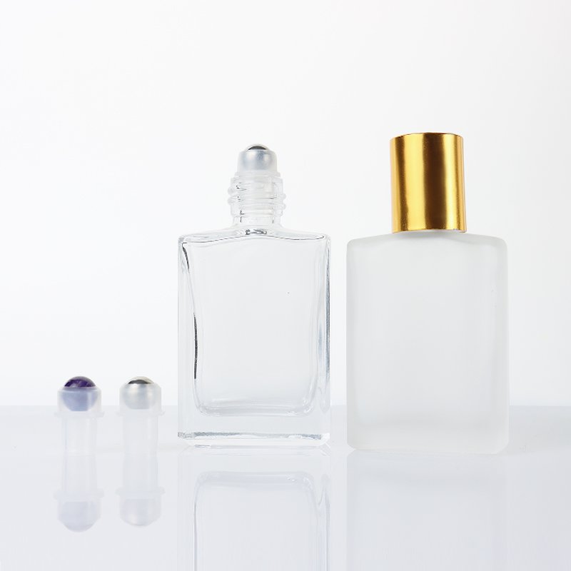 Empty 5ml 15ml 30ml 10 ml Oil Roller Bottle Clear Frosted Amber Rectangle square roller bottle