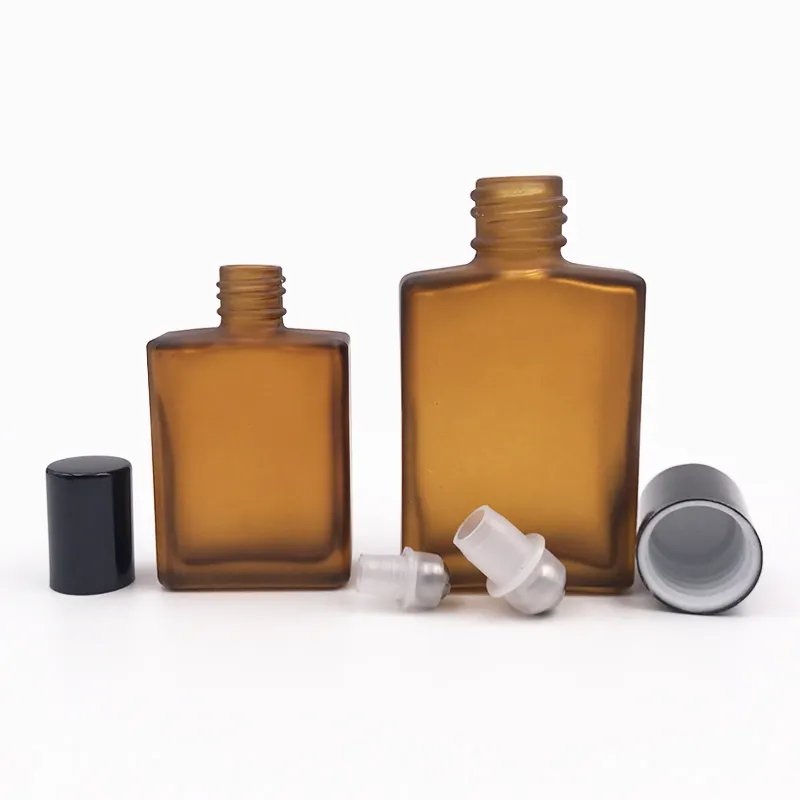 Empty 5ml 15ml 30ml 10 ml Oil Roller Bottle Clear Frosted Amber Rectangle square roller bottle