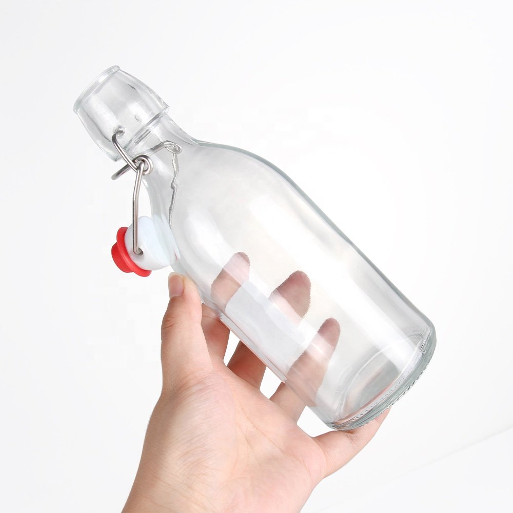 350ml 500ml 1L Clear Swing Top Glass Beer Beverage Bottle for Juice Kombucha Wholesale Free Sample