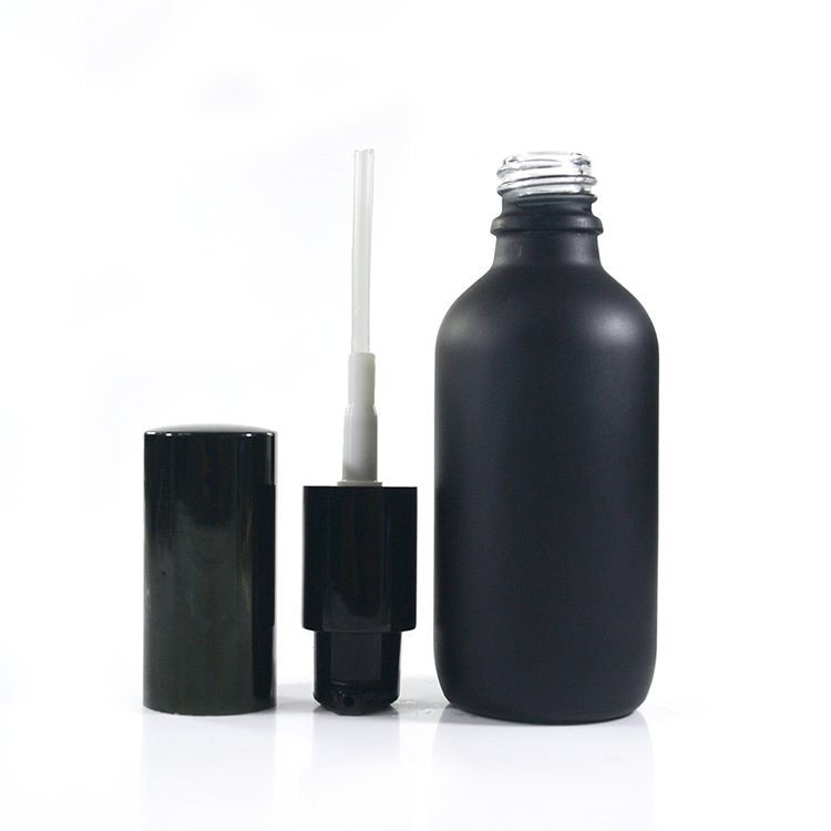 5ml 10ml 15ml 20ml 30ml 50ml 100ml matte black glass bottle with treatment pump lotion for essential oils aromatherapy