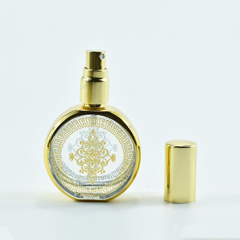 20ml Gold Electroplating Carved Process Liquid Dispenser Bottle New Middle East Perfume Spray Bottle Factory Glass Bottles
