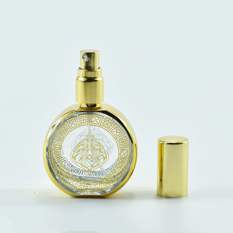 20ml Gold Electroplating Carved Process Liquid Dispenser Bottle New Middle East Perfume Spray Bottle Factory Glass Bottles