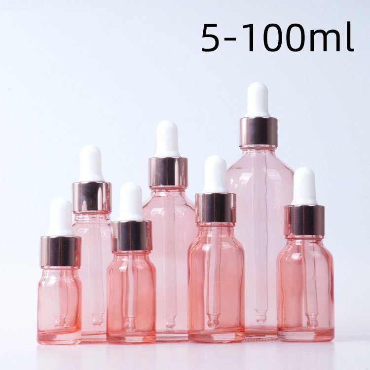 essential oil bottle 5ml 10ml 15ml 20ml 30ml 50ml 100ml perfume bottle pink glass bottle with dropper