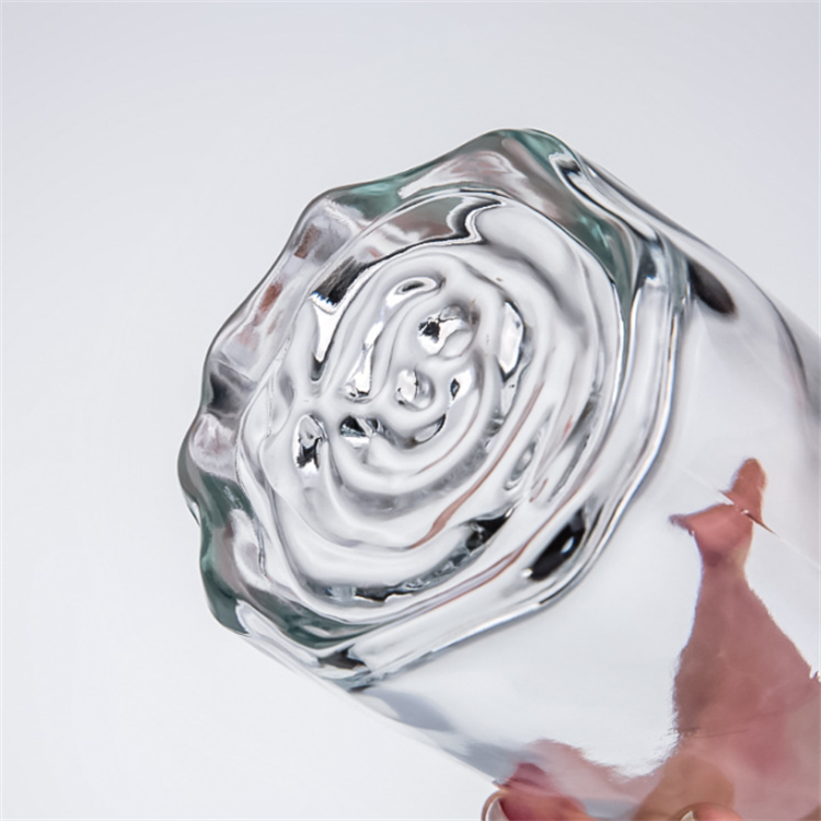 Decanter rose shape brandy vodka whiskey gin beverage liquor vodka glass bottle 750ml with cap