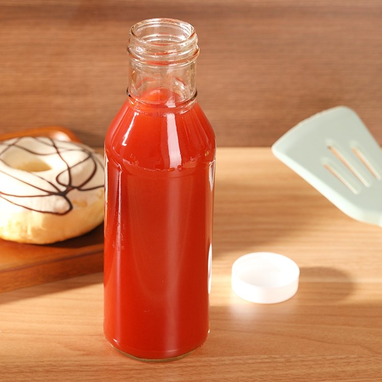 Food Grade 12oz ring neck glass bottle with plastic lid good sealing for kefir milk packing 250ml milk bottle