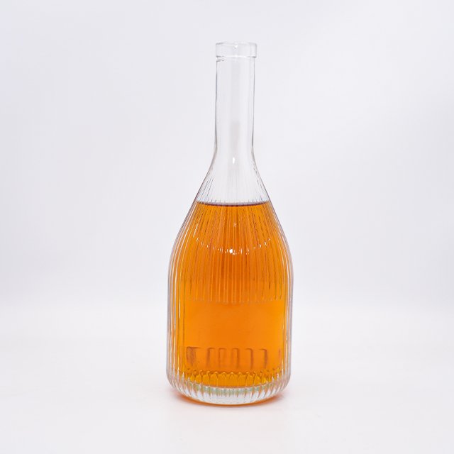 Factory wholesale custom printed logo label gin glass bottles vertical stripes long neck design high quality hot spirits bottles