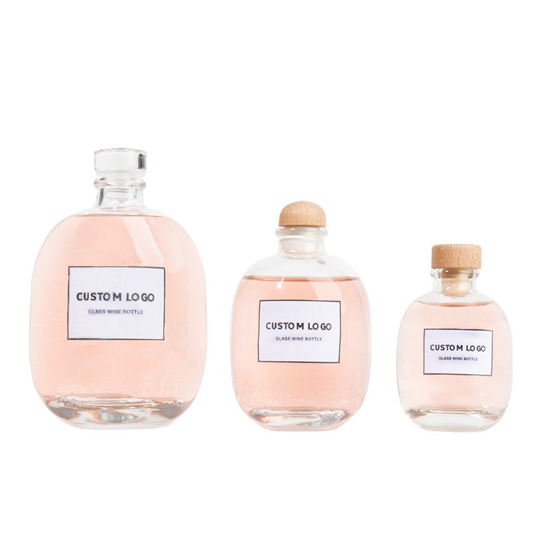 200ml 375ml 500ml 750ml 1000ml transparent round empty glass liquor wine Whisky Vodka tequila glass bottle