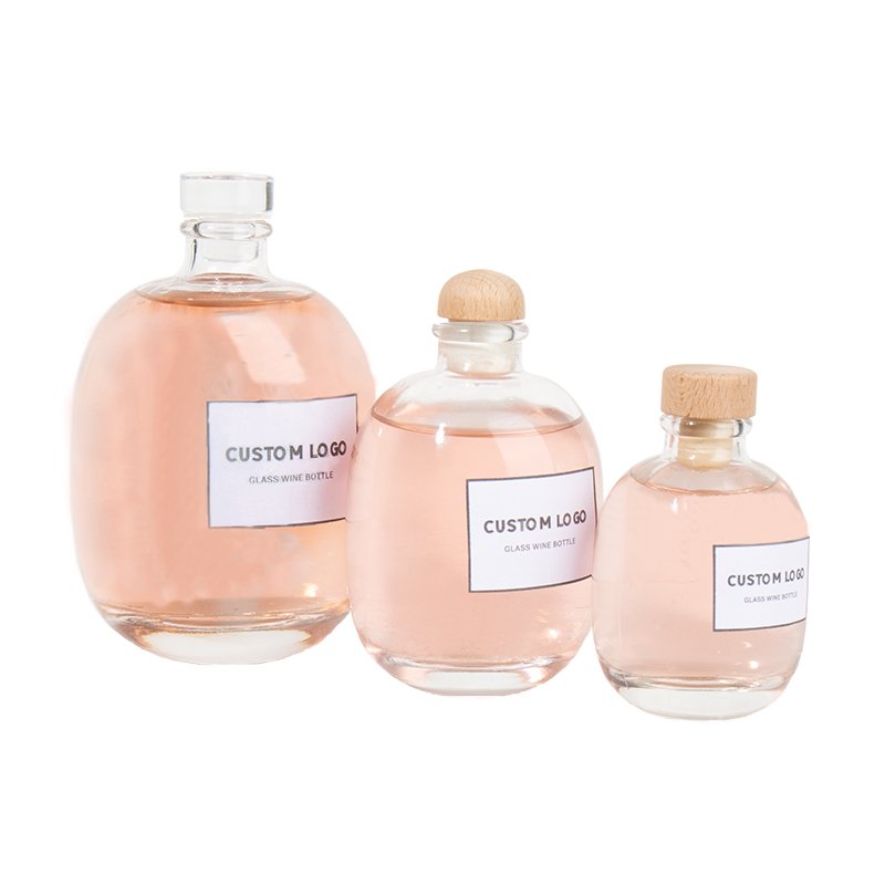 200ml 375ml 500ml 750ml 1000ml transparent round empty glass liquor wine Whisky Vodka tequila glass bottle