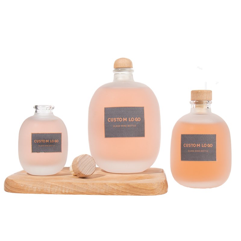 200ml 375ml 500ml 750ml 1000ml transparent round empty glass liquor wine Whisky Vodka tequila glass bottle