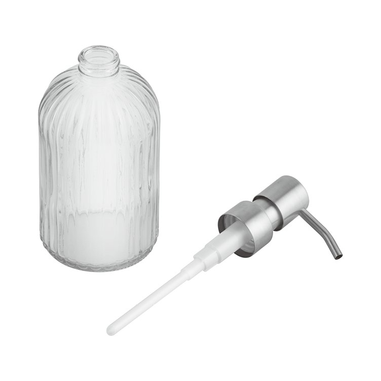 Longan Bathroom Soap Dispenser With Clear Glass Bottle Rust Proof Stainless Steel Pump Refillable Liquid Hand Soap Dispenser