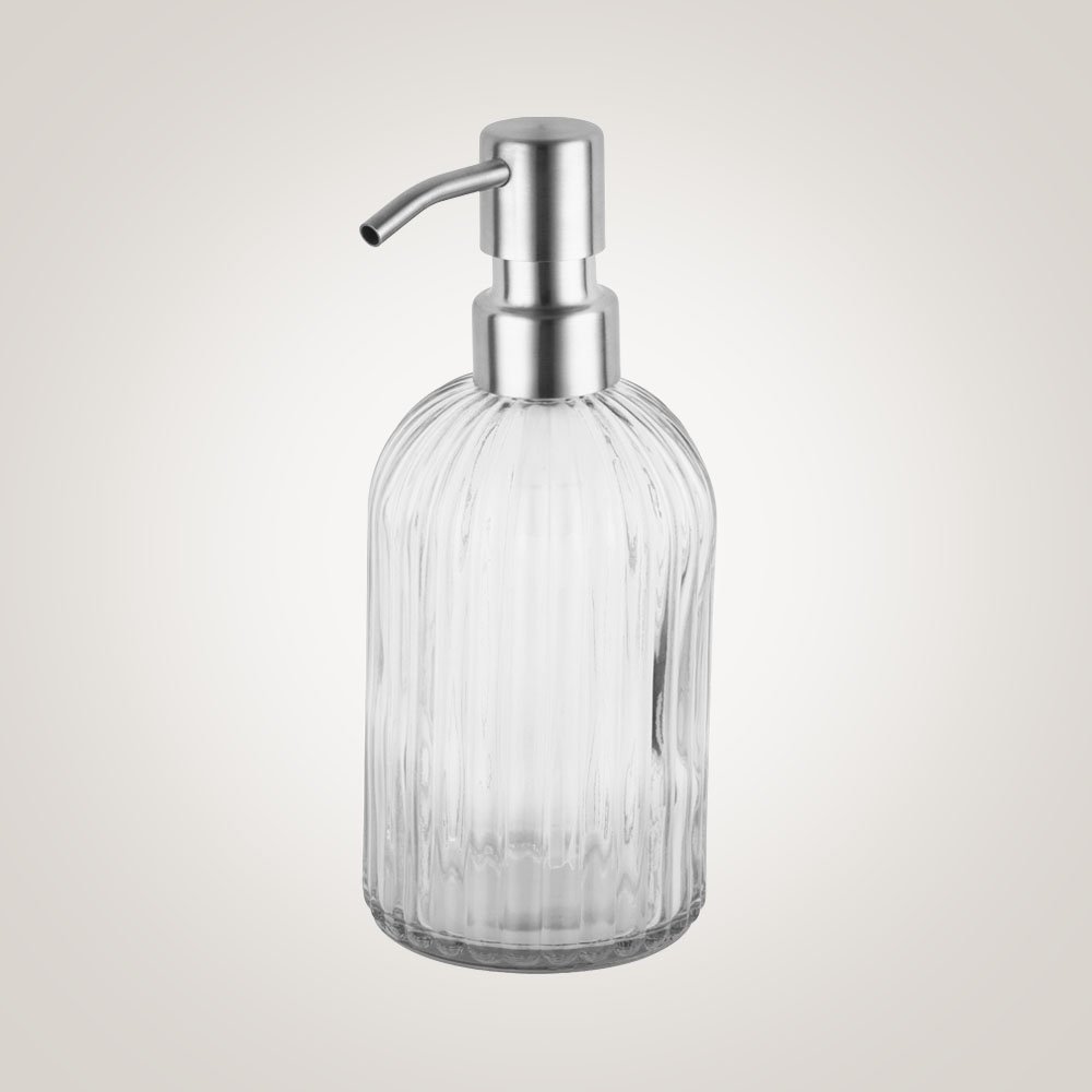 Longan Bathroom Soap Dispenser With Clear Glass Bottle Rust Proof Stainless Steel Pump Refillable Liquid Hand Soap Dispenser