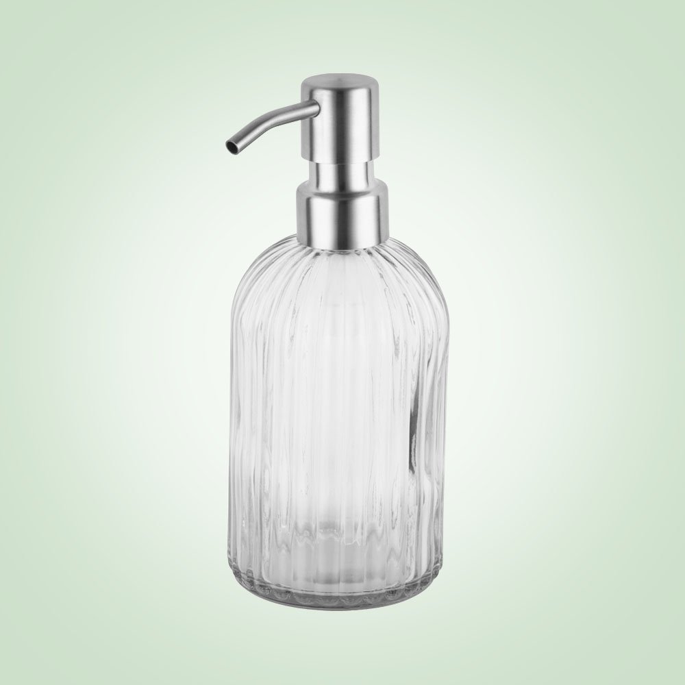 Longan Bathroom Soap Dispenser With Clear Glass Bottle Rust Proof Stainless Steel Pump Refillable Liquid Hand Soap Dispenser