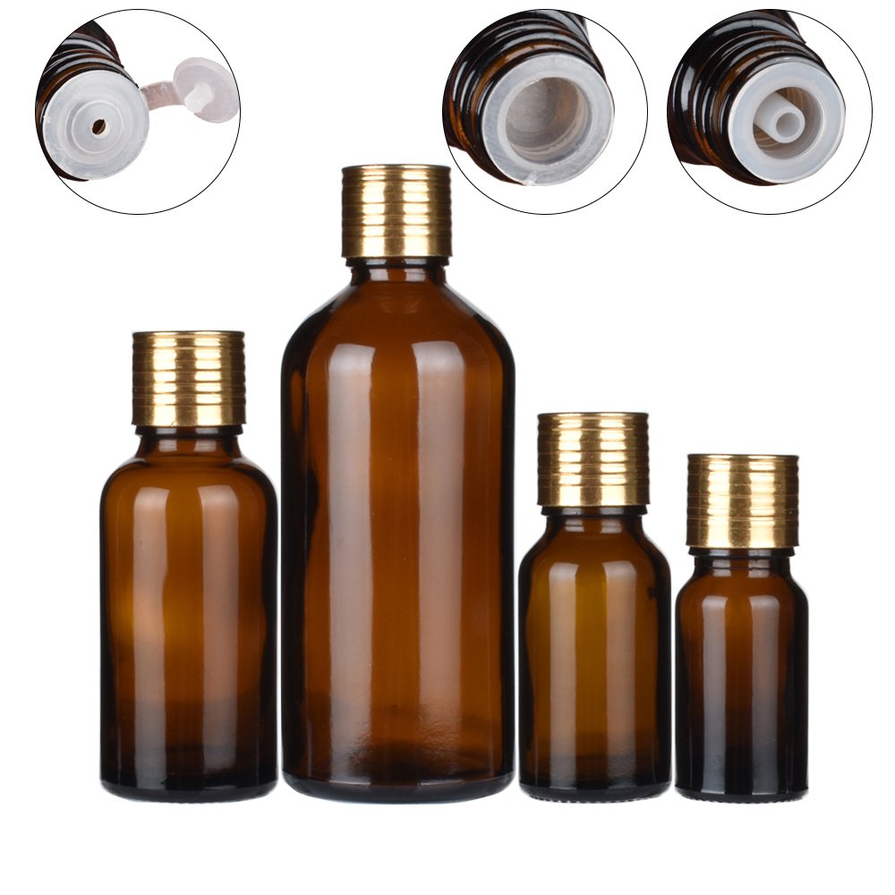 5ml 10ml 15ml 20ml 30ml 50ml 100ml amber glass essential oil bottle with orifice reducers