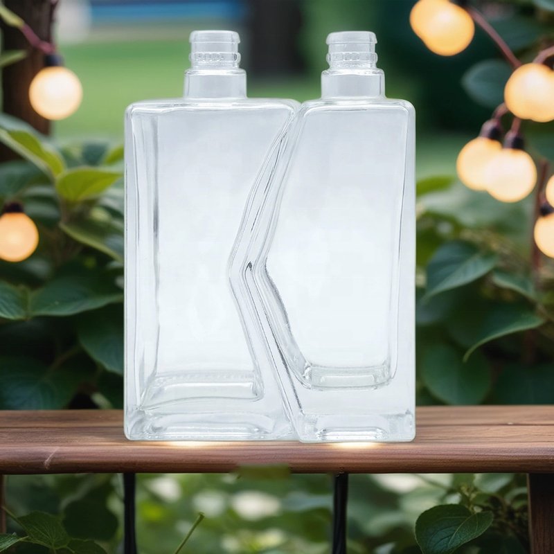 Twins Irregular Embrace Unique Design Glass Diffuser Bottles Diffuser Jars Cuboid Travel Refillable Bottles With Glass Lid