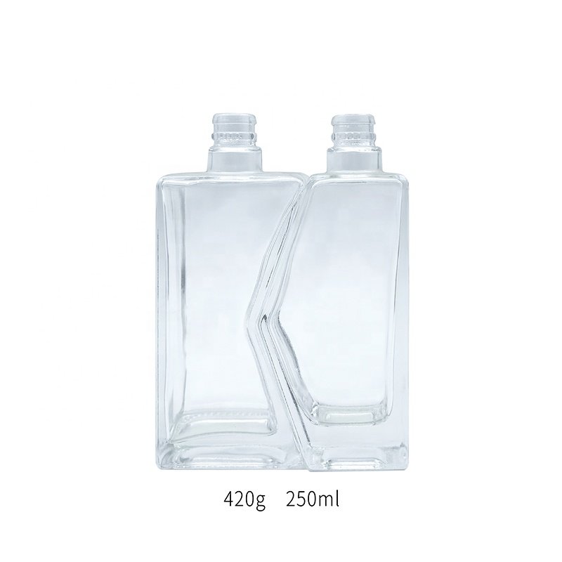 Twins Irregular Embrace Unique Design Glass Diffuser Bottles Diffuser Jars Cuboid Travel Refillable Bottles With Glass Lid