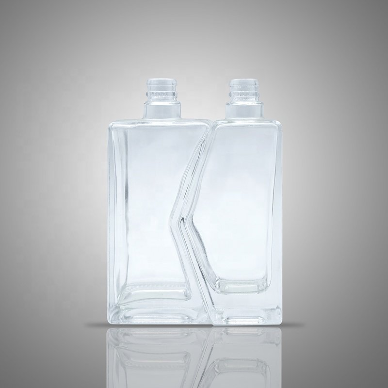 Twins Irregular Embrace Unique Design Glass Diffuser Bottles Diffuser Jars Cuboid Travel Refillable Bottles With Glass Lid