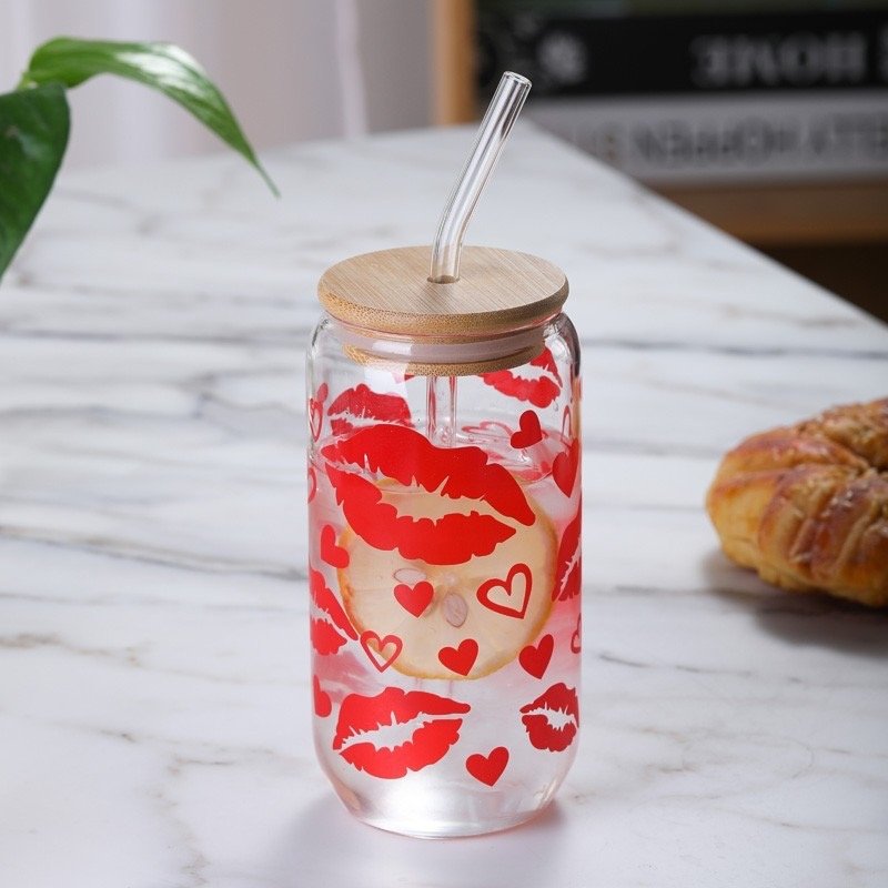 Halloween Iced Coffee Can Glass 16oz Halloween Glass Cup with Lid and Straw Halloween Tumbler Beer Can Glass